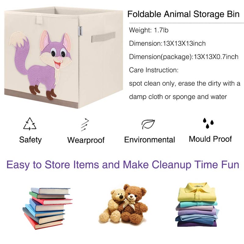 CLCROBD Foldable Animal Cube Storage Bins Fabric Toy Box/Chest/Organizer for Kids Nursery, 13 inch (Fox) - Image 3
